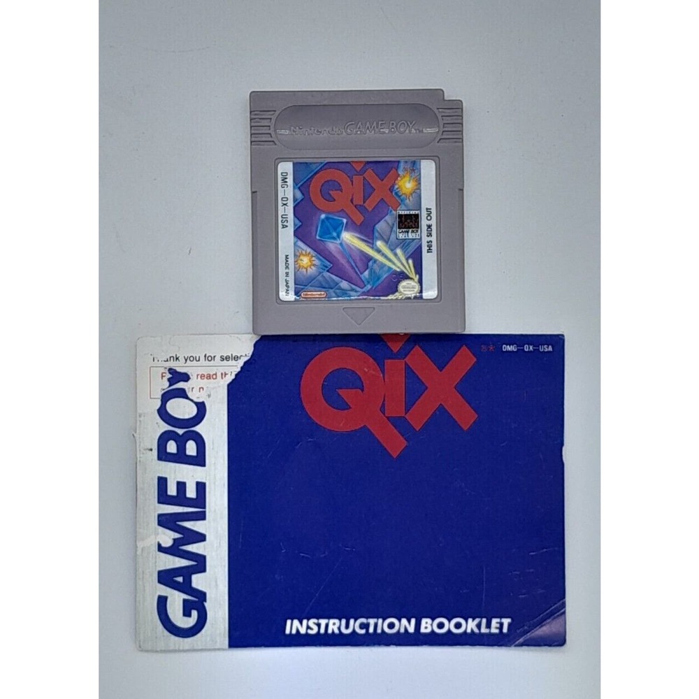 QIX (Nintendo Game Boy, 1990) Video Game Cartridge, Manual